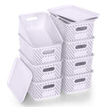 ZFTMRR Plastic Storage Bins with Lid, Stackable Small Box Basket for Organizing and Containers for Shelves Drawers Desktop Close