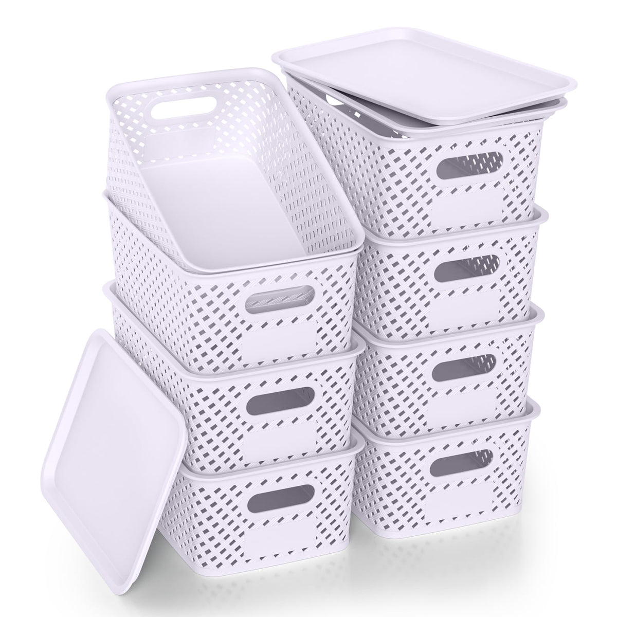ZFTMRR Plastic Storage Bins with Lid, Stackable Small Box Basket for Organizing and Containers for Shelves Drawers Desktop Close