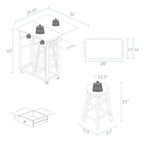 American Trails Breakfast Cart with Drop-Leaf Table, White