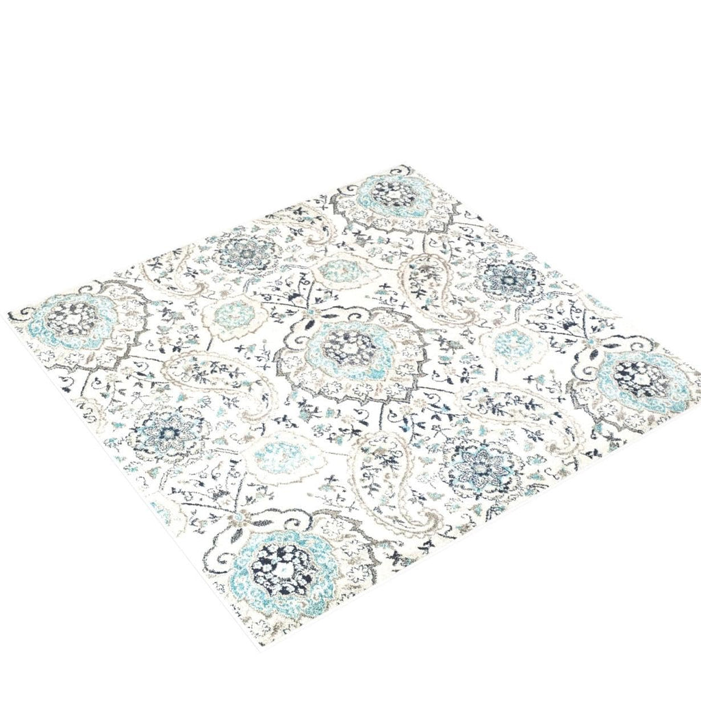 Safavieh Madison Collection Area Rug - 11' Square, Cream & Light Grey, Boho Chic Glam Paisley Design, Non-Shedding & Easy Care,