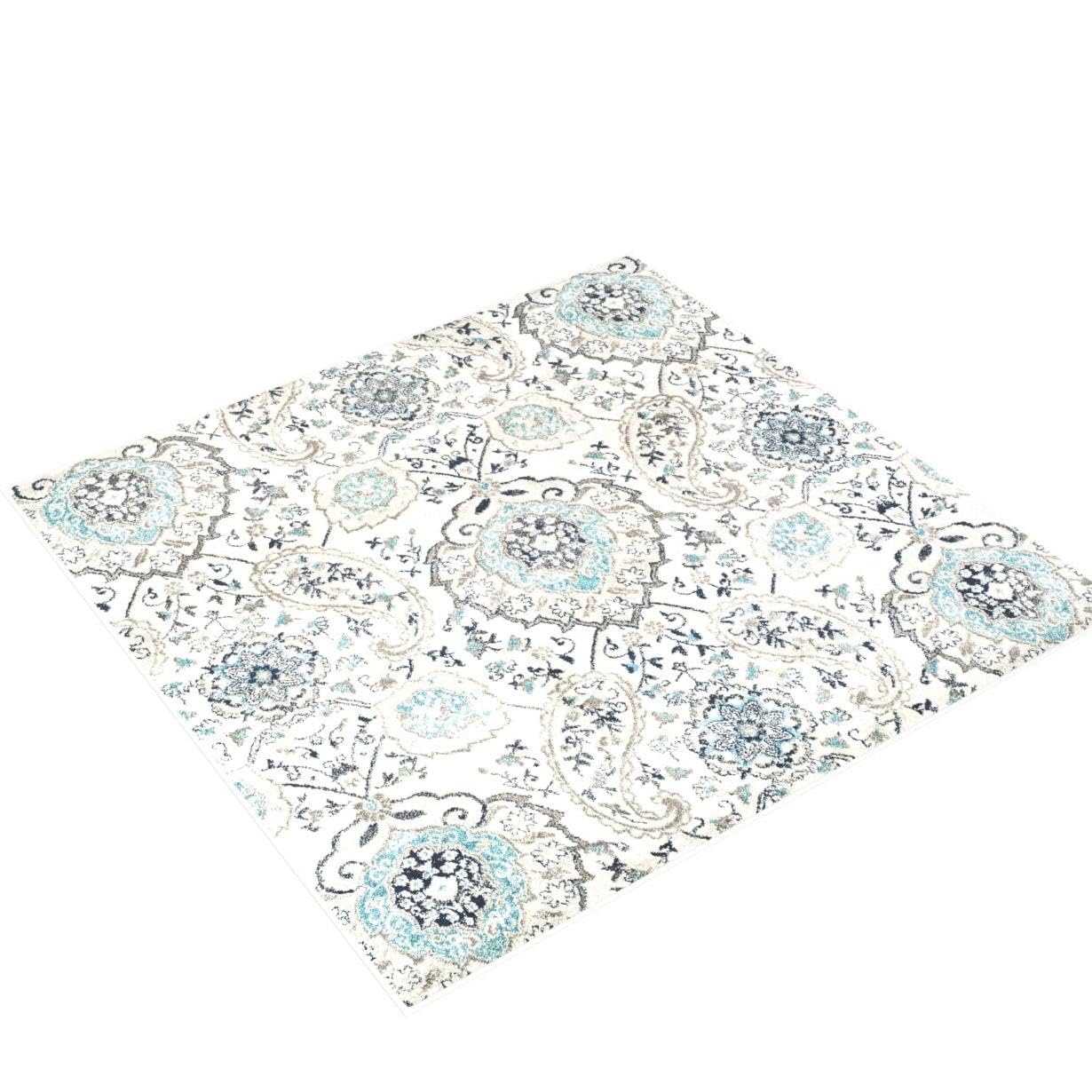Safavieh Madison Collection Area Rug - 11' Square, Cream & Light Grey, Boho Chic Glam Paisley Design, Non-Shedding & Easy Care,