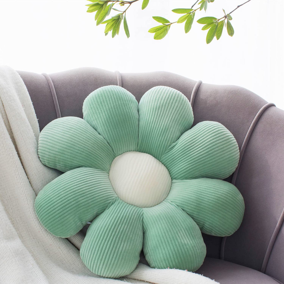 Vdoioe Flower Pillow, Flower Shaped Throw Pillow Cushion Seating Green Flower Plushthrow Pillow Floor Pillows Home Decorative Se