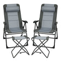 Giantex Set Of 2 Patio Dining Chairs With Footstools, Folding Recliner Chairs With 7-Position Adjustable Backrest, Headrest, Mesh Bag, Outdoor Portable Lounge Chairs For Poolside Backyard, Grey