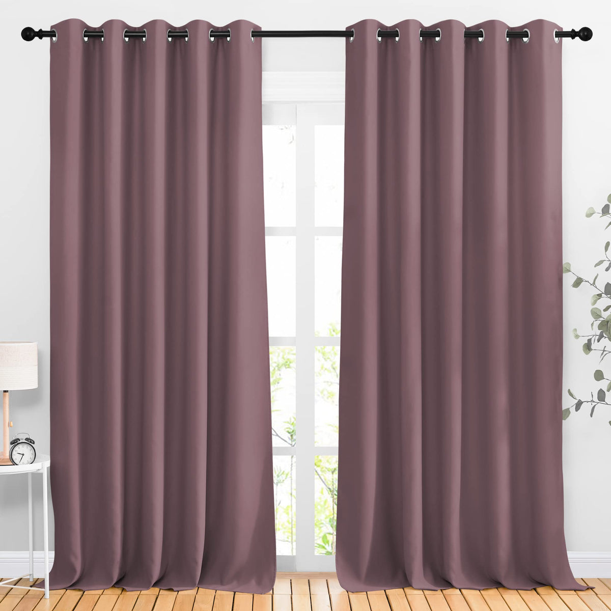 Nicetown Blackout 102 Inch Long Curtains, Thermal Insulated Grommet Light Blocking Sound Dampening Room Divider Drapes For Slidi