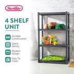 Sterilite 4-Pack Plastic Storage Shelves, Heavy Duty Shelving Unit, 4 Shelf, Gray