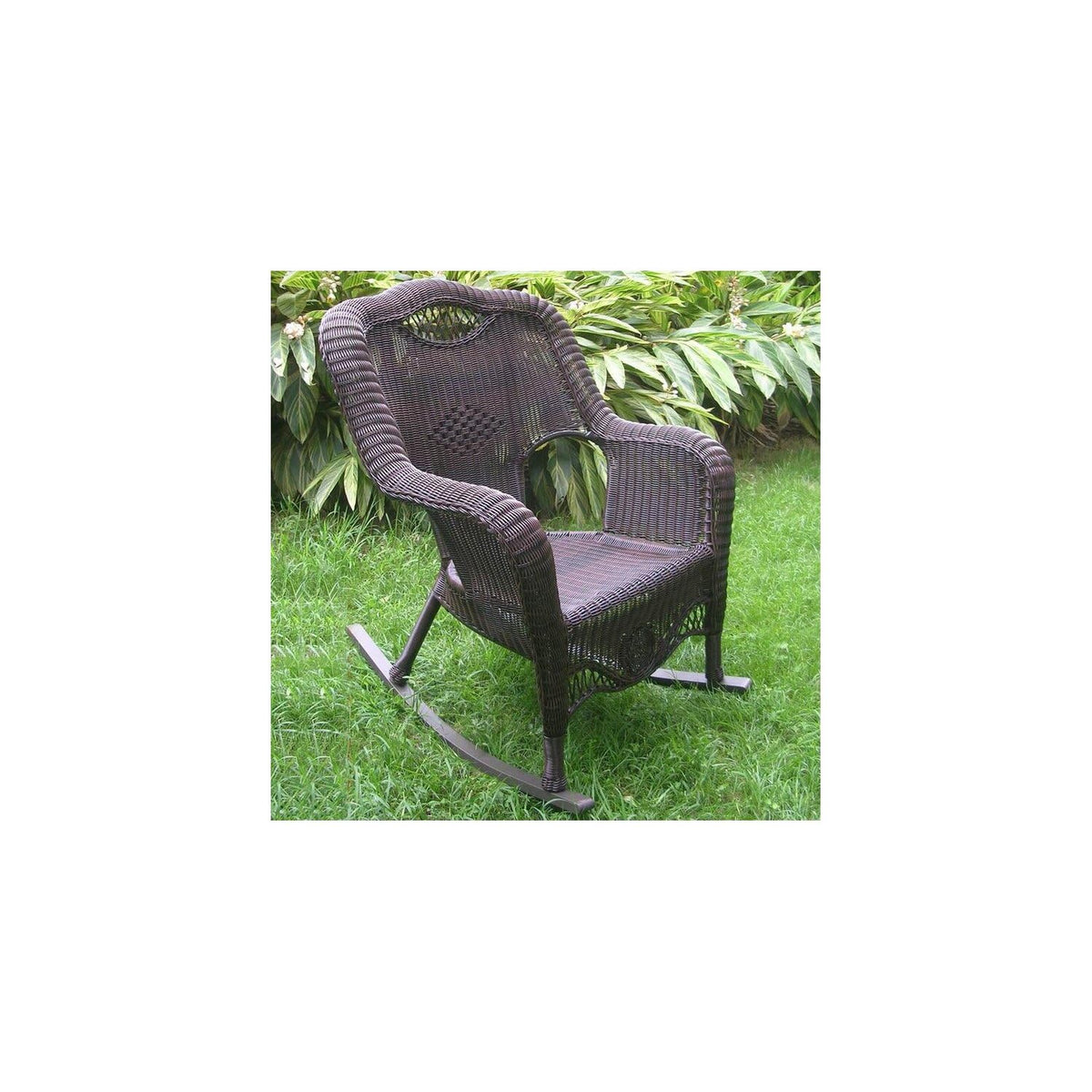 International Caravan Furniture Piece Resin Wicker Indoor/Outdoor Rocker