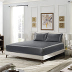 Siinvdabzx 3-Piece Set Satin Twin Xl Fitted Sheet & 2 Pillowcase, Grey Silky Soft Fitted Bottom Sheet Twin Extra Long Bed Sheets