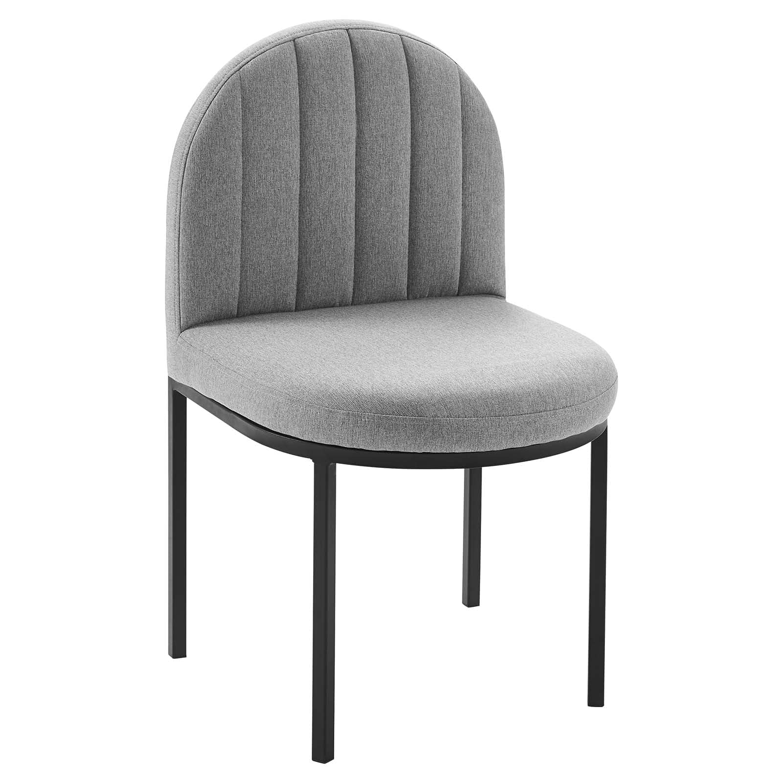 Modway Isla Channel Tufted Upholstered Fabric Dining Side Chair, Black Light Gray