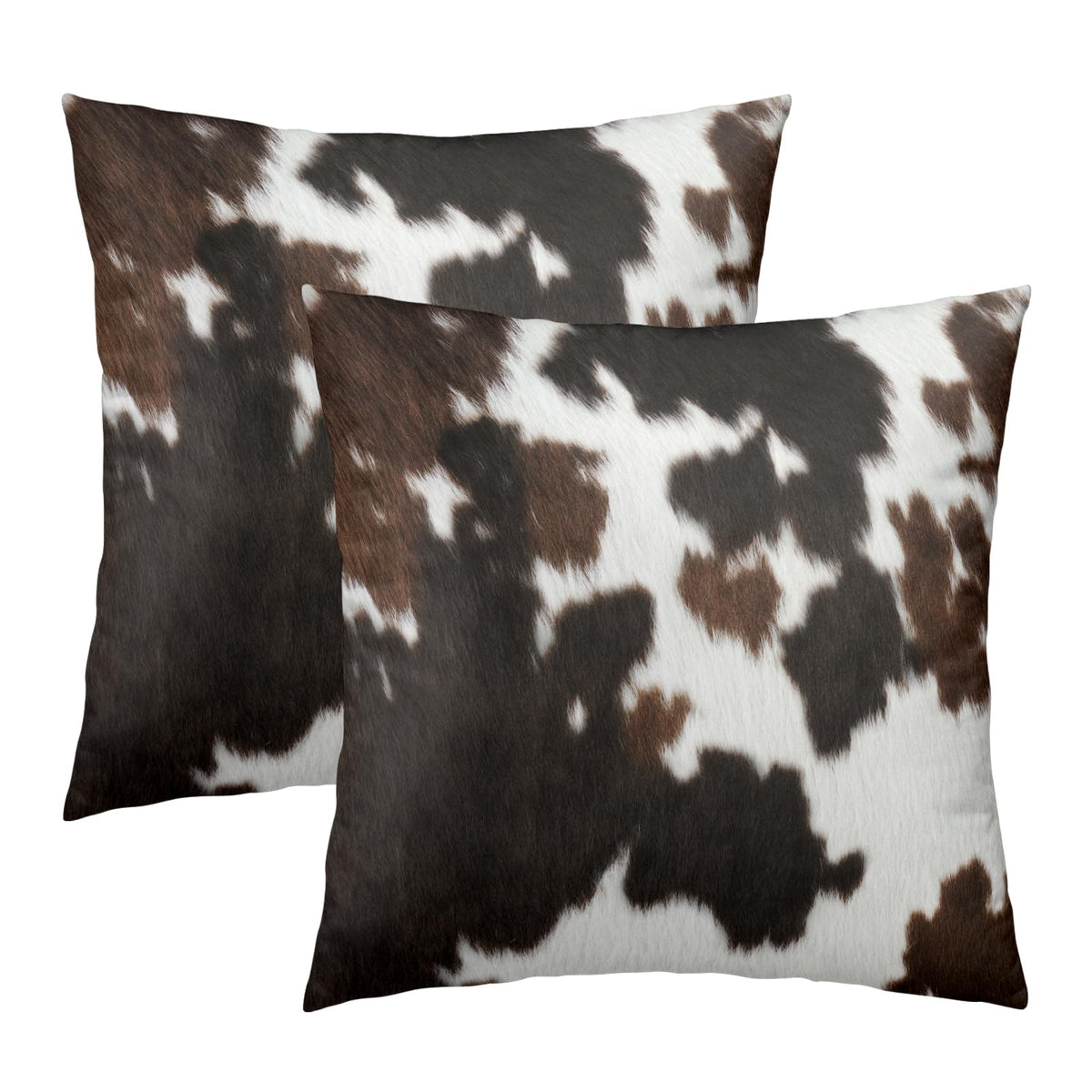 Kawani Western Cow Print Pillow Covers 16X16 Inch Set Of 2 Brown Black White Cowhide Throw Pillow Covers Animal Skin Farmhouse P
