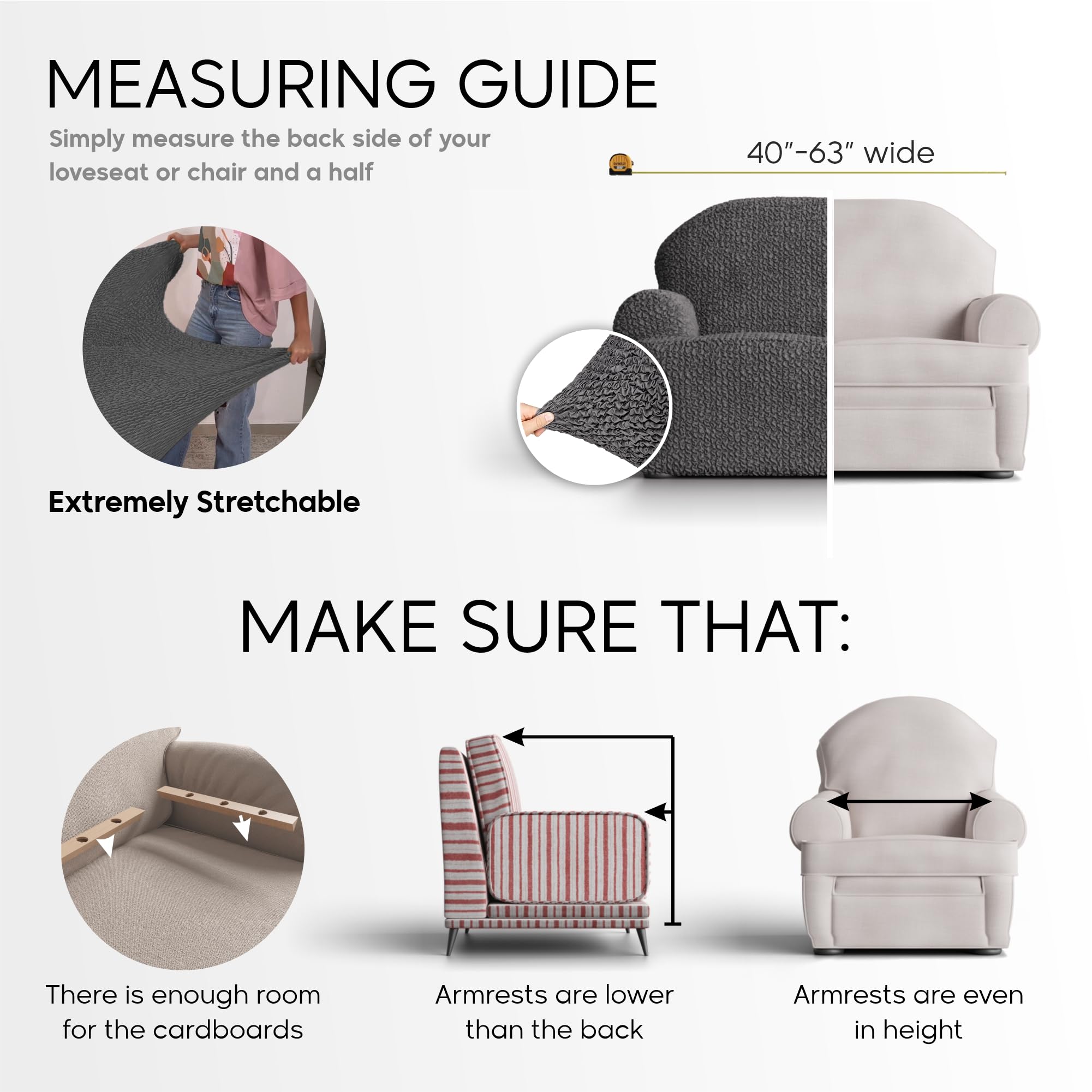 Paulato By Ga.I.Co. Loveseat Slipcover - Oversized Chair Cover - Stretch Couch Cover - Cushion Love Seat Sofa Cover - 1-Piece Fo