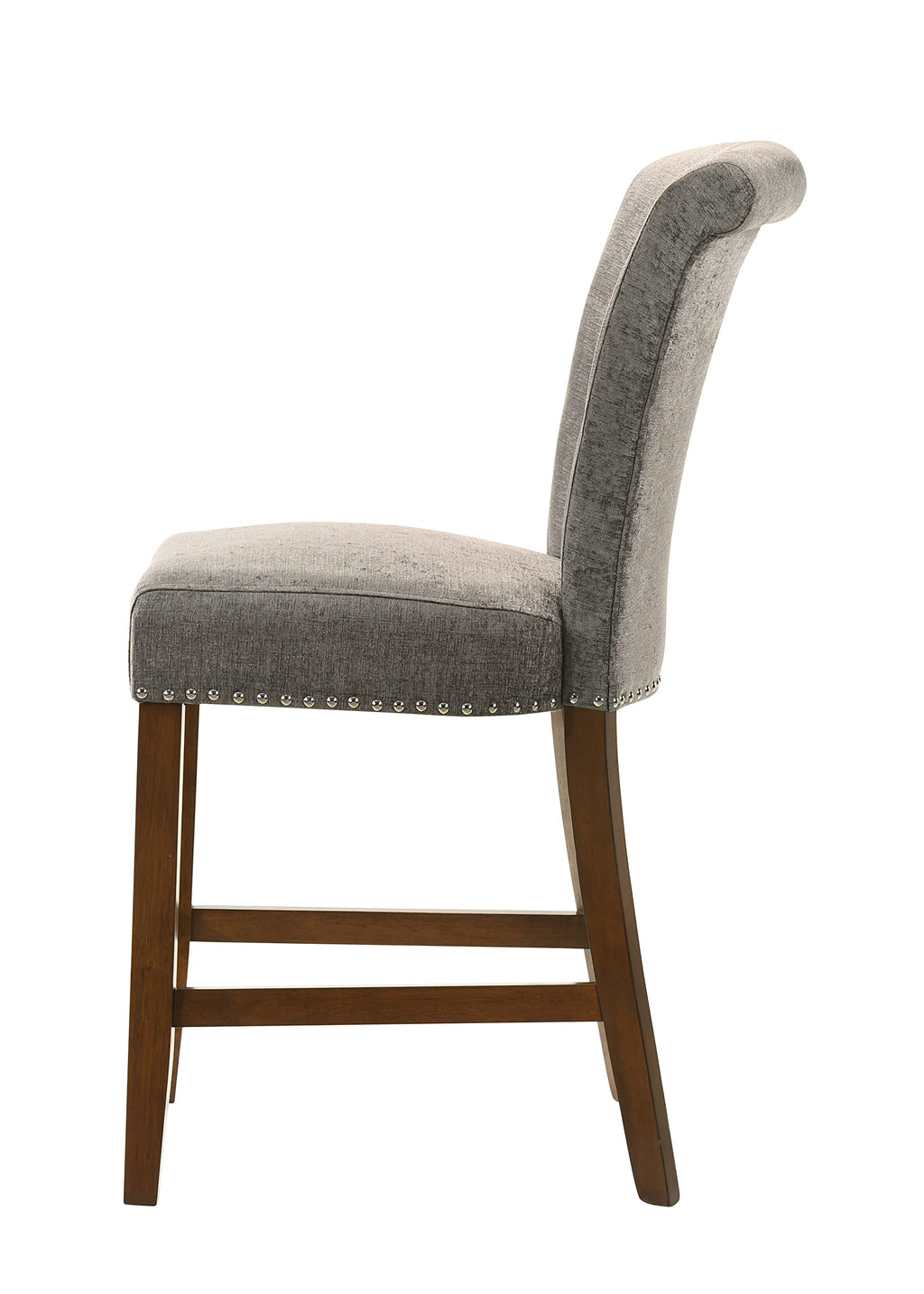 Lilola Home Auggie Gray Fabric Dining Chair with Nailhead Trim – Counter Height Design