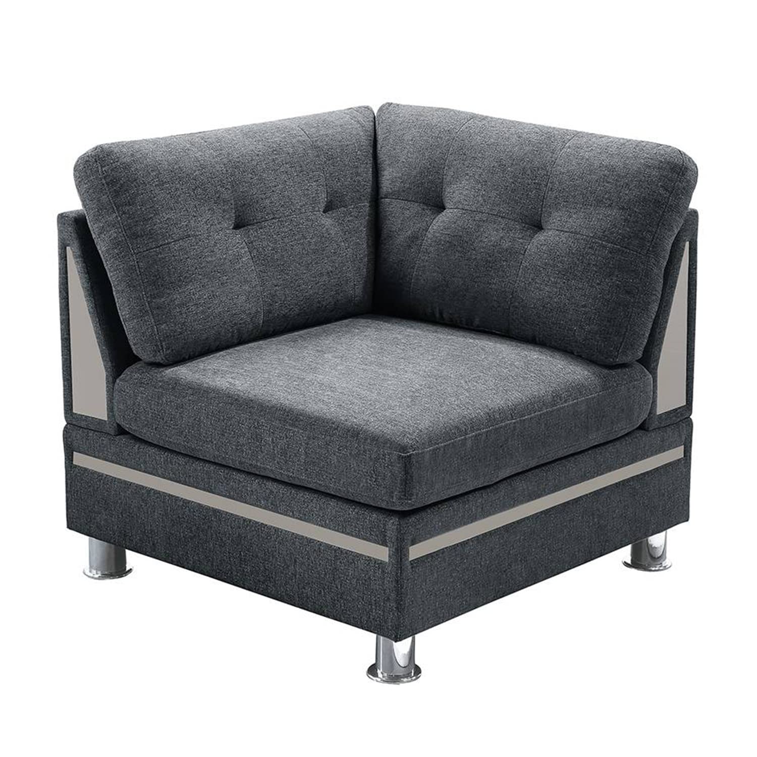 Poundex Modular Sofa Corner, Charcoal