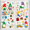 9 Sheets Back to School Window Clings, Gnome Book School Bus Double-Sided Window Decals Reusable Static ABC Apple First Day of S