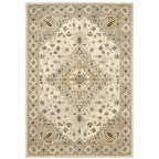 HomeRoots 508860 10 x 13 ft. Beige Gray Tan & Brown Oriental Power Loom Stain Resistant Rectangle Area Rug