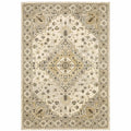 HomeRoots 508860 10 x 13 ft. Beige Gray Tan & Brown Oriental Power Loom Stain Resistant Rectangle Area Rug