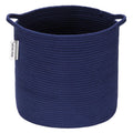 Sea Team Woven Cotton Rope Laundry Basket, 14 x 14 Inches, Navy