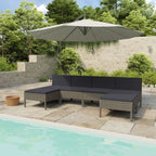 vidaXL Patio Sofa Set - Sectional Outdoor Furniture - 6 Piece Modular Poly Rattan Lounge Set - Gray/Anthracite Cushions - PE Rattan and Powder-Coated Steel - Weather Resistant - 22.4"x27.1"x26.3" ...