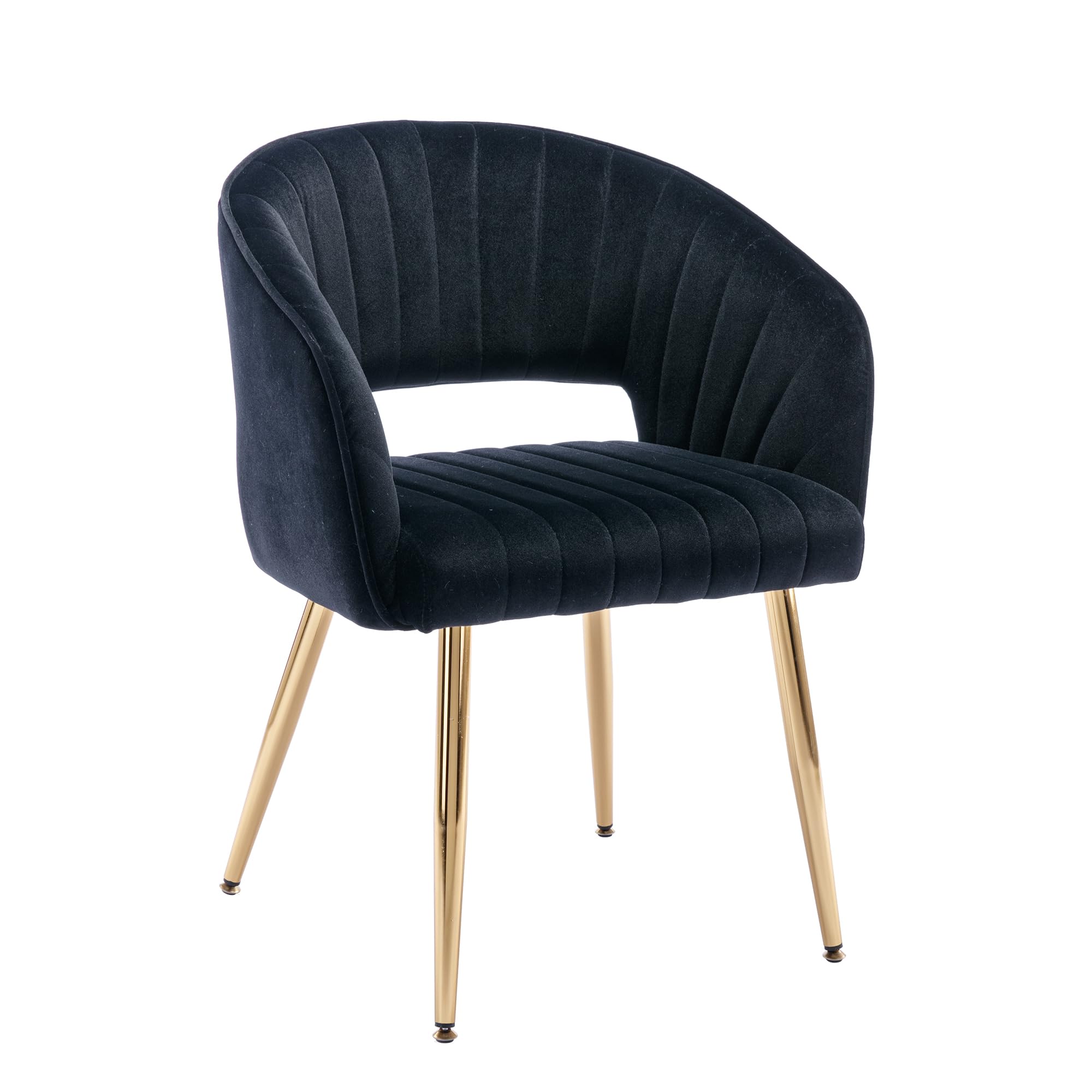 Home Office Chair Velvet Desk Chair Accent Armchair Upholstered Modern Tufted Chairs With Gold Legs For Girls Women Ergonomic Study Seat Computer Task Stools For Living Room(Black)