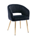Home Office Chair Velvet Desk Chair Accent Armchair Upholstered Modern Tufted Chairs With Gold Legs For Girls Women Ergonomic Study Seat Computer Task Stools For Living Room(Black)