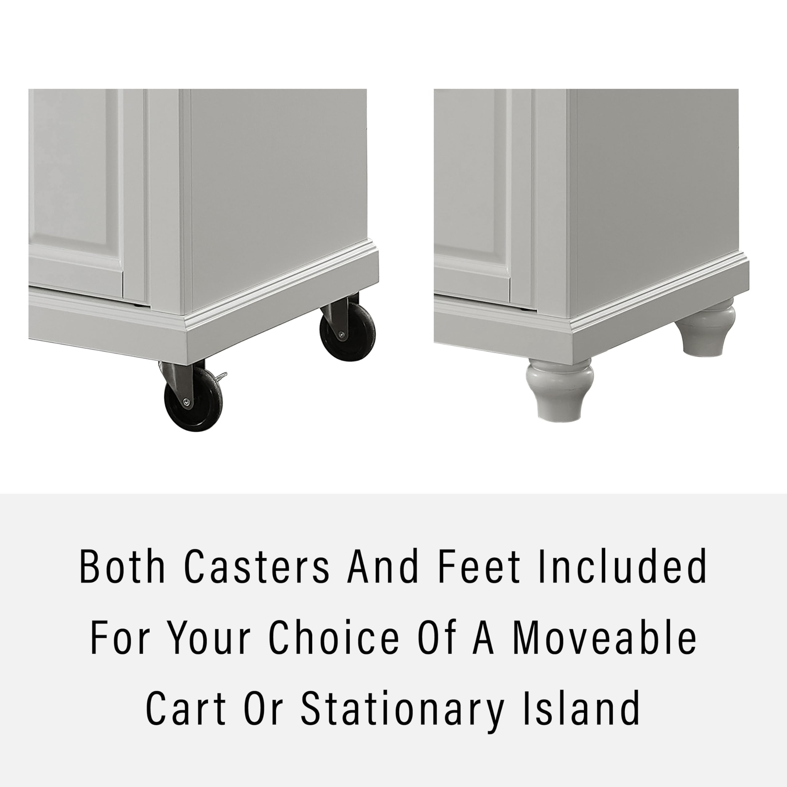 Crosley Furniture Cambridge Wood Top Small Portable Rolling Kitchen Island Storage Cart, Microwave Stand, White