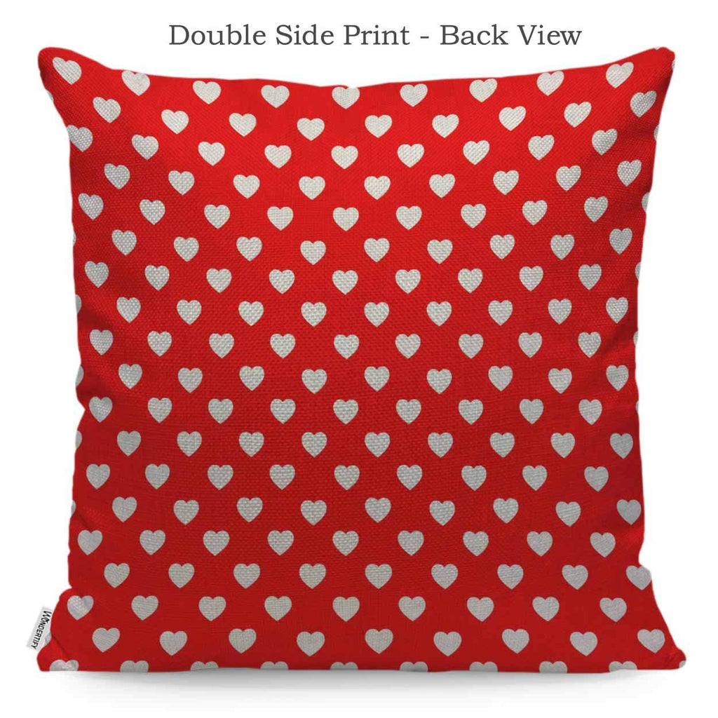 Wondertify Pillow Cover Red And White Hearts Polka Dot - Soft Linen Pillow Case For Decorative Bedroom/Livingroom/Sofa/Farm House - Couch Pillow Cushion Covers 18X18 Inch 45X45 Cm