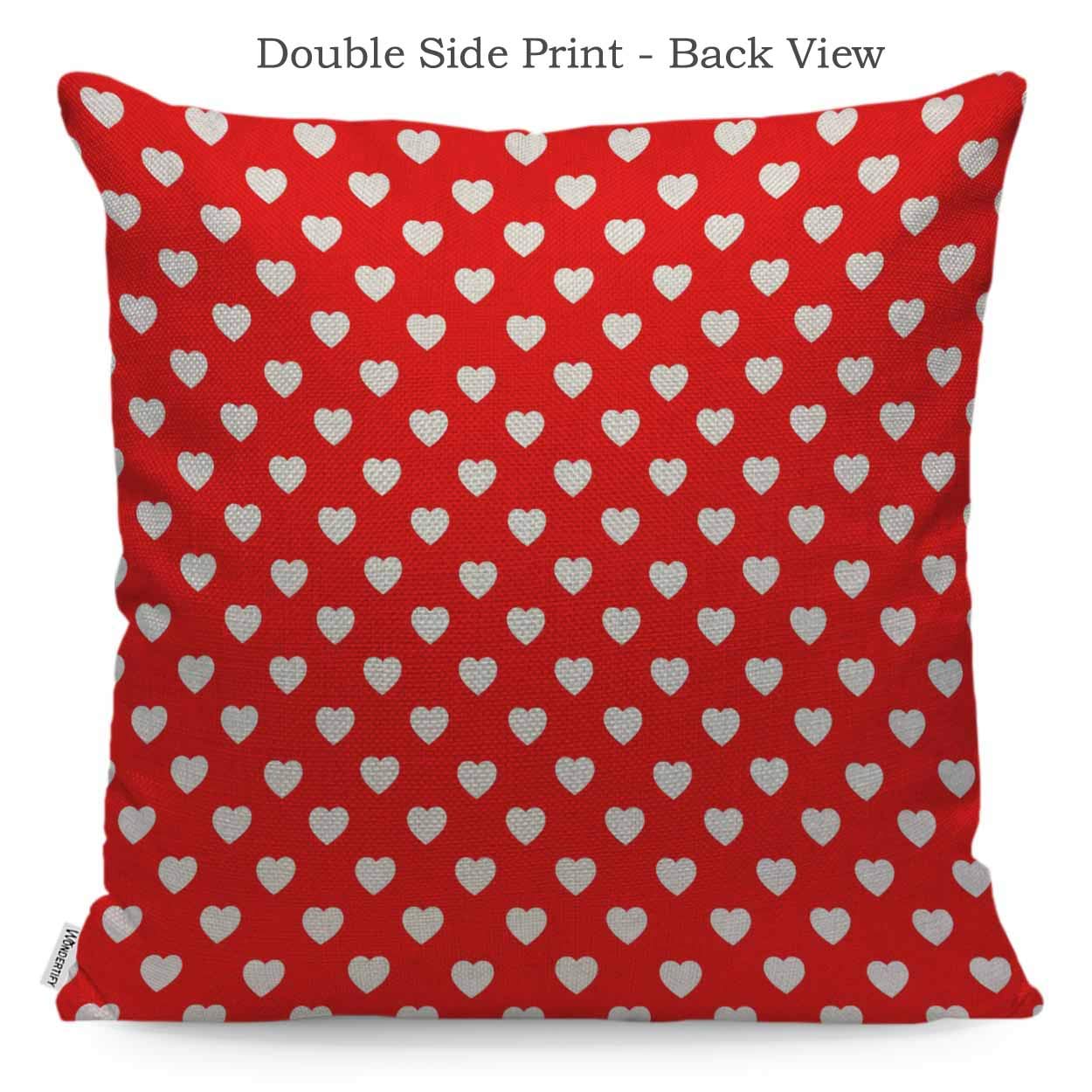 Wondertify Pillow Cover Red And White Hearts Polka Dot - Soft Linen Pillow Case For Decorative Bedroom/Livingroom/Sofa/Farm House - Couch Pillow Cushion Covers 18X18 Inch 45X45 Cm