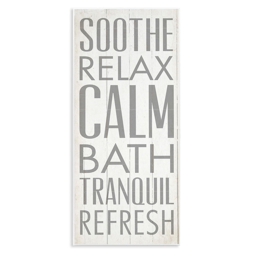Stupell Home D  cor Soothe Calm Relax Bath Bathroom Wall Plaque, 7 x 0.5 x 17, Proudly Made in USA