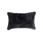 HomeRoots Decor 5-inch x 12-inch x 20-inch 100% Natural Rabbit Fur Black Pillow