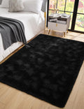 Macgace Fluffy Area Rugs for Bedroom Decor Aesthetic, 3x5 Black Shag Rug with Non-Slip Dots for Living Room, Furry Plush Mat Was
