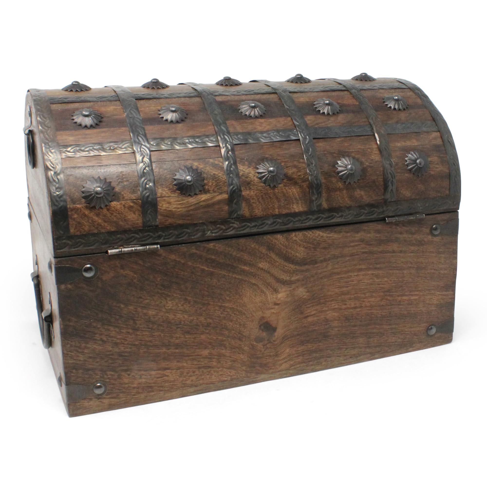 Nautical Cove Pirate Treasure Chest With Iron Lock And Skeleton Key - Wooden Storage And Decorative Box (Large 13 X 8 X 8.25)