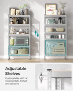 Songmics 5-Tier Storage Shelves, Set Of 2 Garage Storage, Boltless Assembly, Adjustable Shelving Units, 17.7 X 35.4 X 70.9 Inches, Load 1929 Lb Each, Shed Warehouse Basement, Silver Uglr450E02