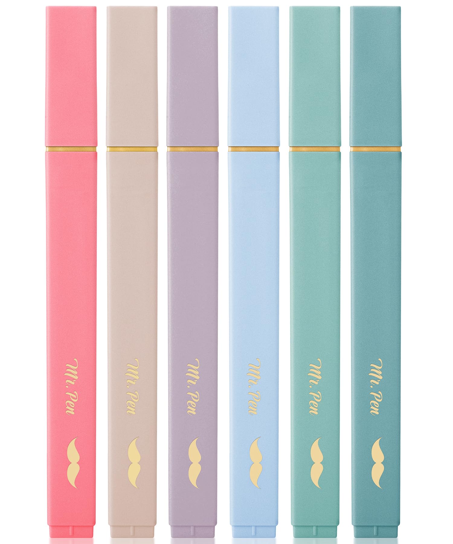 Mr. Pen- Aesthetic Highlighters, 6 Pcs, Chisel Tip With Gold Trims, Morandi Colors, Cute Highlighters Assorted Colors, Bible Hig