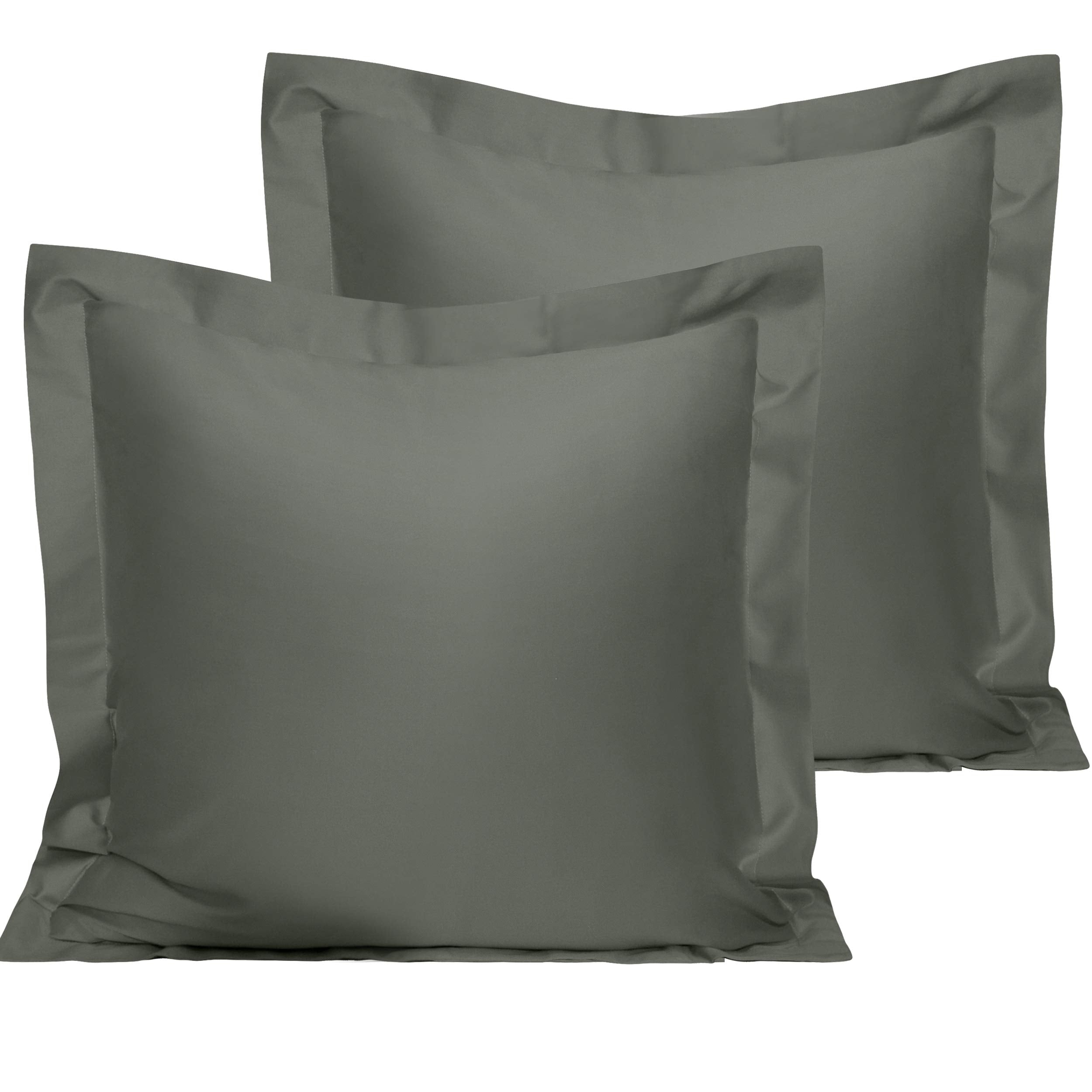 Ntbay 2 Pack 500 Thread Count 100% Egyptian Cotton Euro Pillow Shams, Super Soft And Breathable European Throw Pillow Covers, Square Pillow Cases, 26X26 Inches, Dark Grey