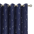 Bgment Blackout Curtains 60 Inches Wide For Bedroom/Living Room, Room Darkening Thermal Insulated Grommet Window Drapes With Line And Dots Pattern, 2 Panels, Each Panels 60 X 63 Inch, Navy Blue