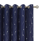 Bgment Blackout Curtains 60 Inches Wide For Bedroom/Living Room, Room Darkening Thermal Insulated Grommet Window Drapes With Line And Dots Pattern, 2 Panels, Each Panels 60 X 63 Inch, Navy Blue