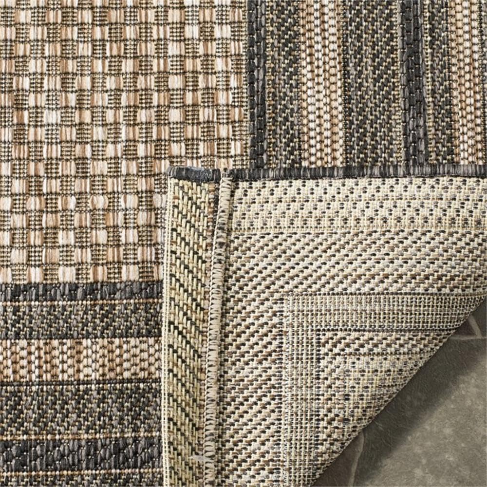 Safavieh Courtyard Collection 2'3' X 6'7' Natural / Black Cy8475 Indoor-Outdoor Waterproof Easy-Cleaning Patio Backyard Mudroom Runner-Rug