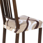 Searchi Stretch Dining Chair Seat Covers Set Of 2, Soft Removable Washable Seat Covers For Dining Chairs, Dining Room Seat Cover Protector (Rear-Covered, Beige)