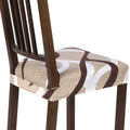 Searchi Stretch Dining Chair Seat Covers Set Of 8, Soft Removable Washable Seat Covers For Dining Chairs, Dining Room Seat Cover Slipcover Protector (Rear-Covered, Beige)
