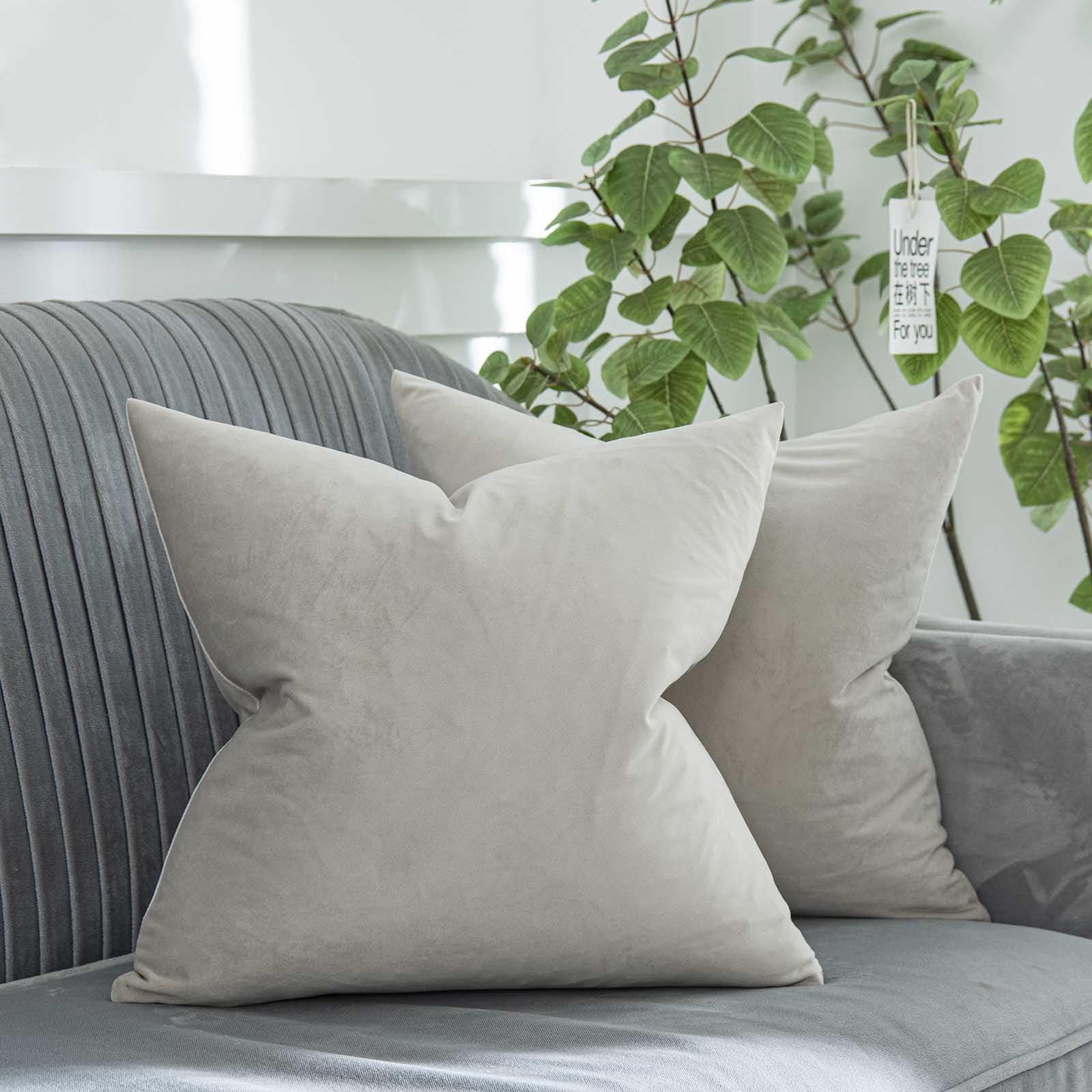 Quafoo Cashmere Decorative Velvet Throw Pillow Covers 16X16 Inch Set Of 2 With Zipper Luxury Soft Solid Square Cushion Covers Ca