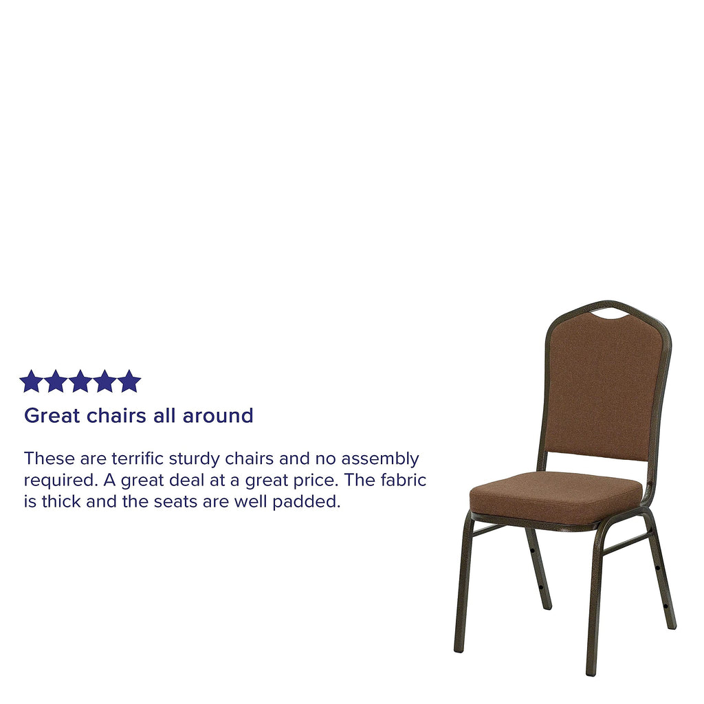 Flash Furniture Hercules Series Crown Back Stacking Banquet Chair In Coffee Fabric - Gold Vein Frame