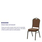 Flash Furniture Hercules Series Crown Back Stacking Banquet Chair In Coffee Fabric - Gold Vein Frame