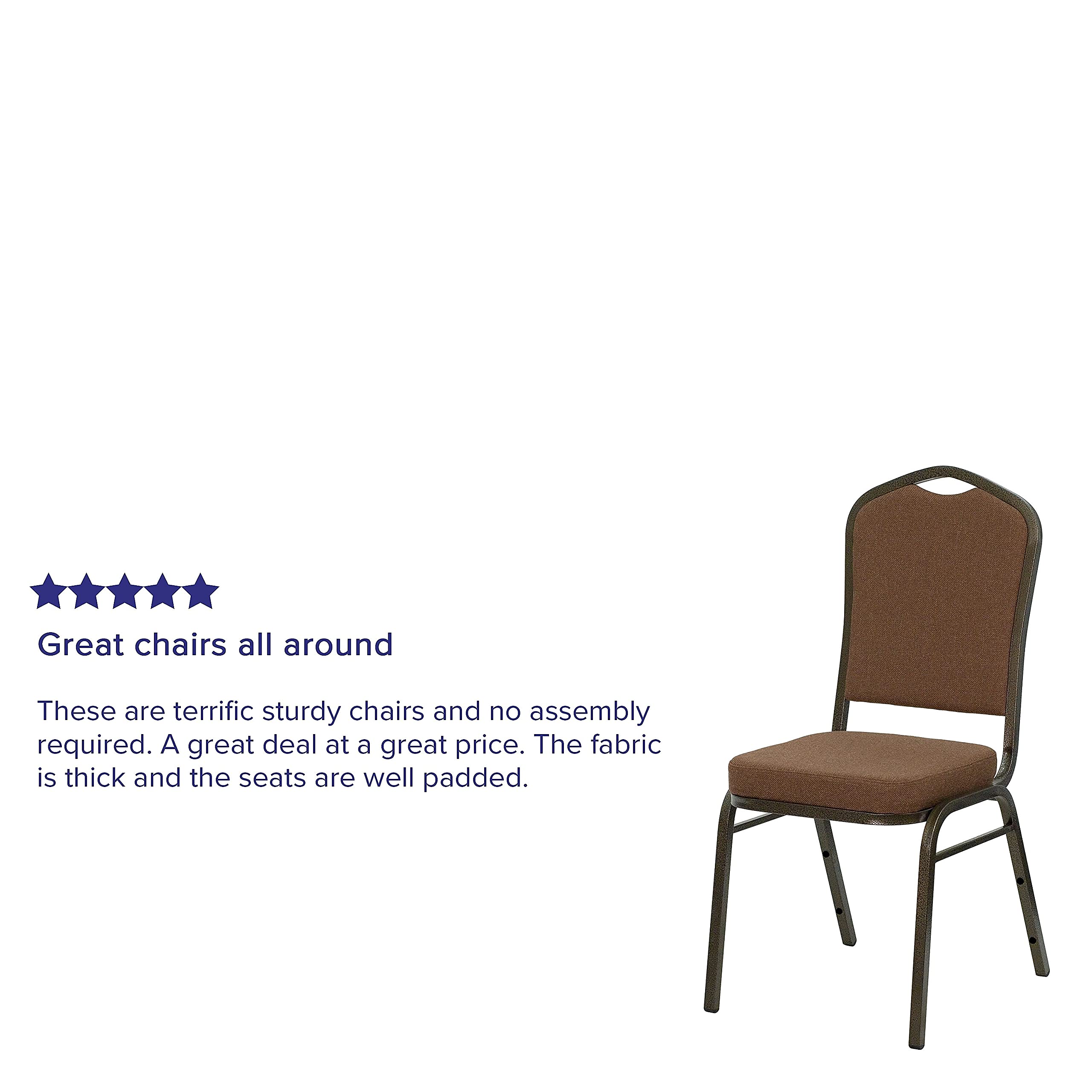 Flash Furniture Hercules Series Crown Back Stacking Banquet Chair In Coffee Fabric - Gold Vein Frame
