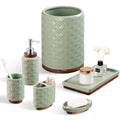 RQYIXI Bathroom Accessories Set Green 6 Pieces Toothbrush Holder Soap Dispenser Ceramic Bathroom Accessory Set Contain Toothbrus