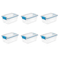 Sterilite 7.5 Qt Gasket Box, Stackable Storage Bin with Latching Lid and Tight Seal, Plastic Container to Organize Basement, Cle