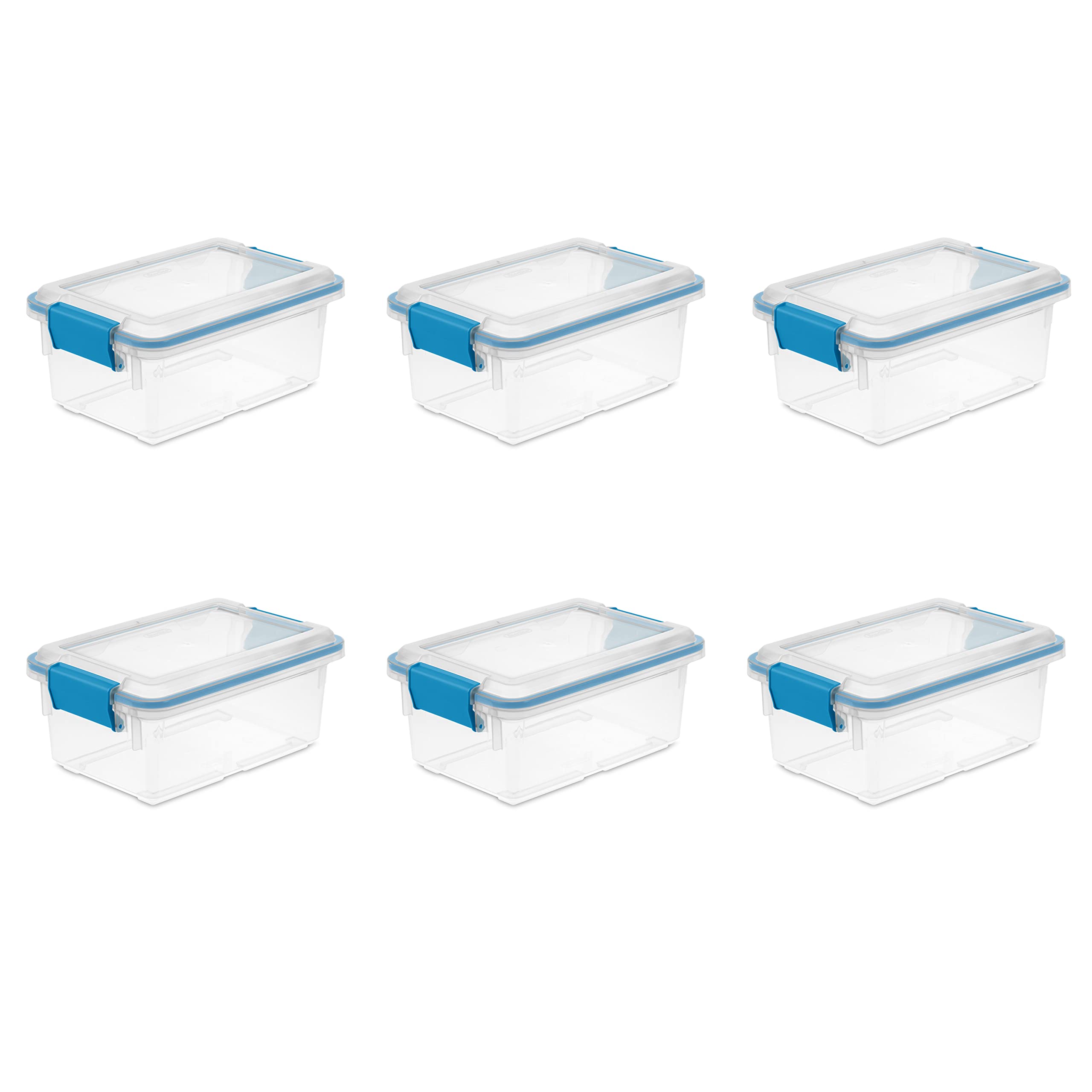 Sterilite 7.5 Qt Gasket Box, Stackable Storage Bin with Latching Lid and Tight Seal, Plastic Container to Organize Basement, Cle
