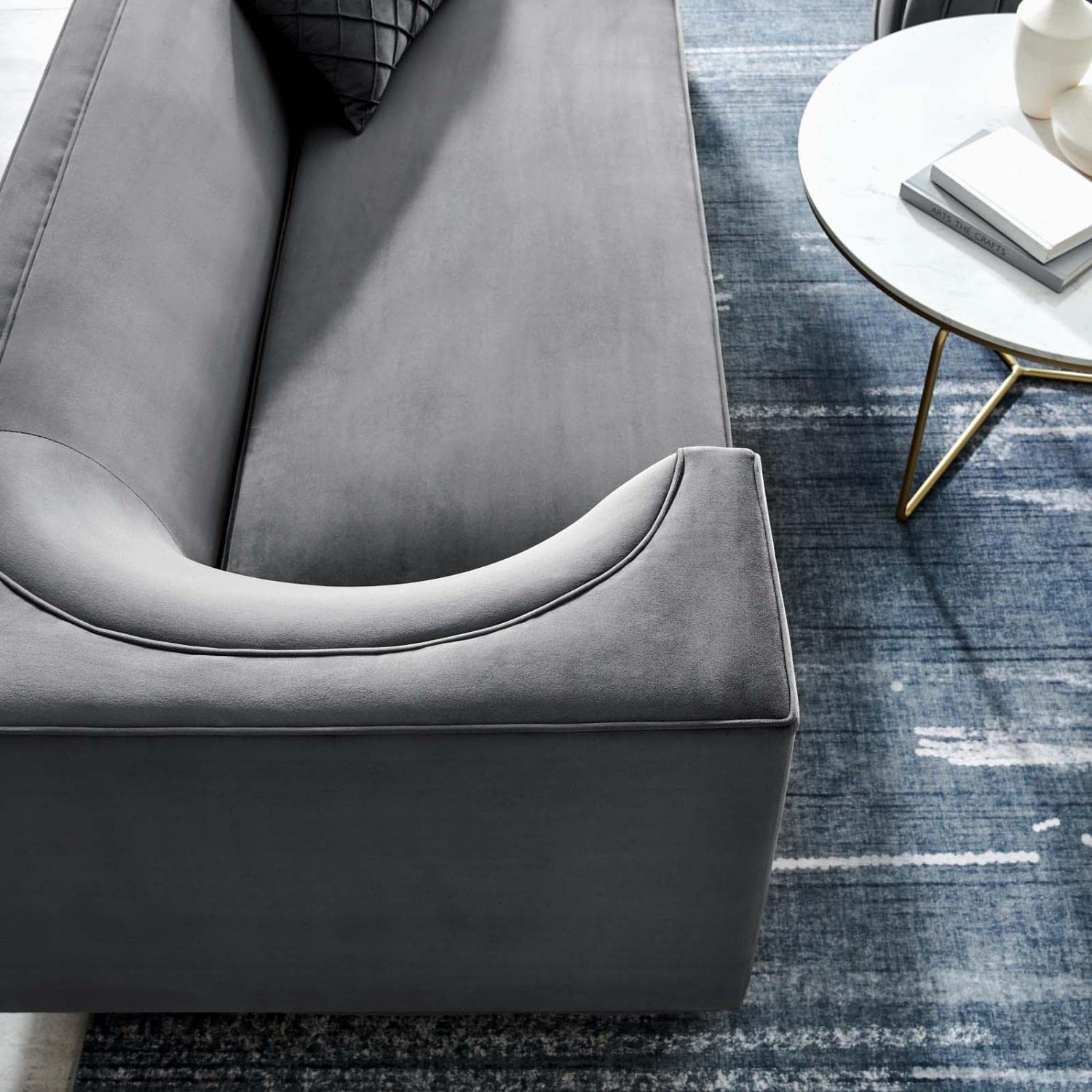 Modway Eminence Upholstered Velvet Sofa With Gray Finish Eei-5016-Gry