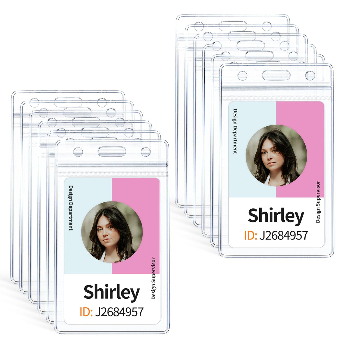 Uniclife 12 Pack Vertical Id Card Badge Holder Waterproof Clear Card Sleeve Case Cover Heavy Duty Card Protector Pouch With Rese