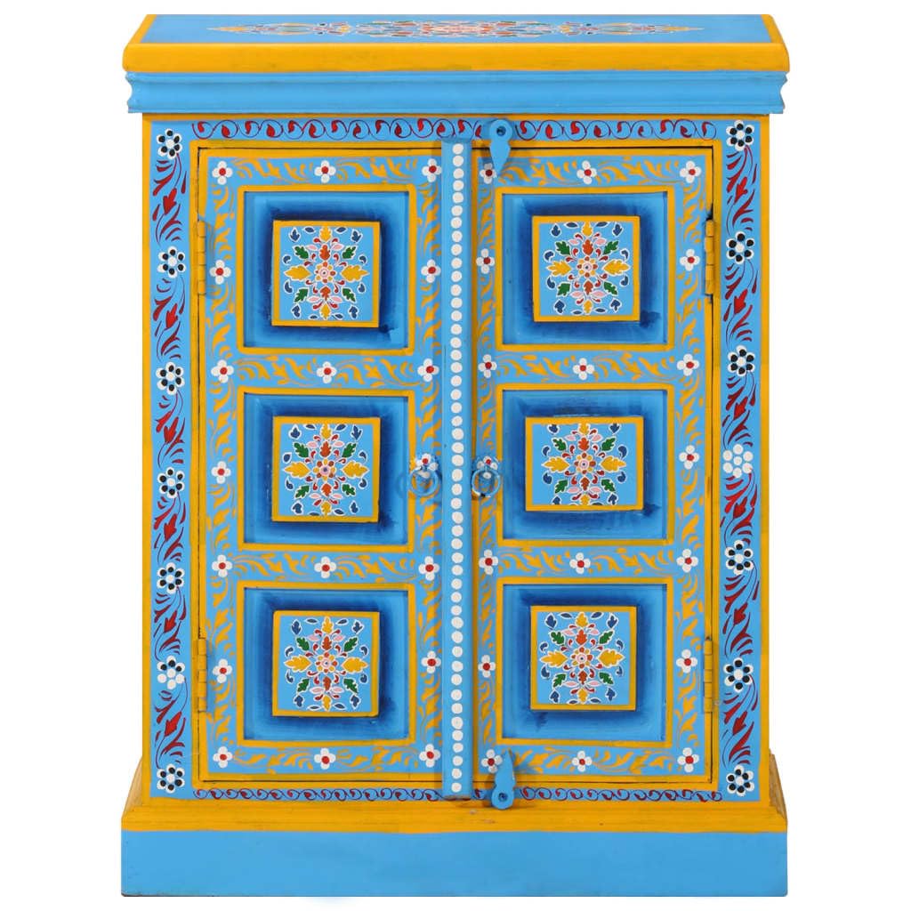 vidaXL Sideboard Solid Mango Wood Turquoise Hand Painted - Thumbnail 5