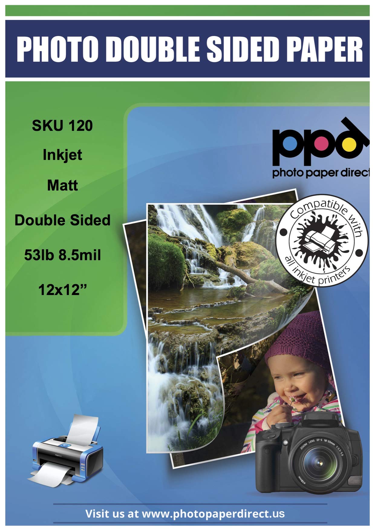 Ppd Double Sided Photo Paper, Matte Brochure Paper 12 X 12 For Inkjet Printer, 210 Gsm, 9 Mil For Magazine, Flyer, Presentation,
