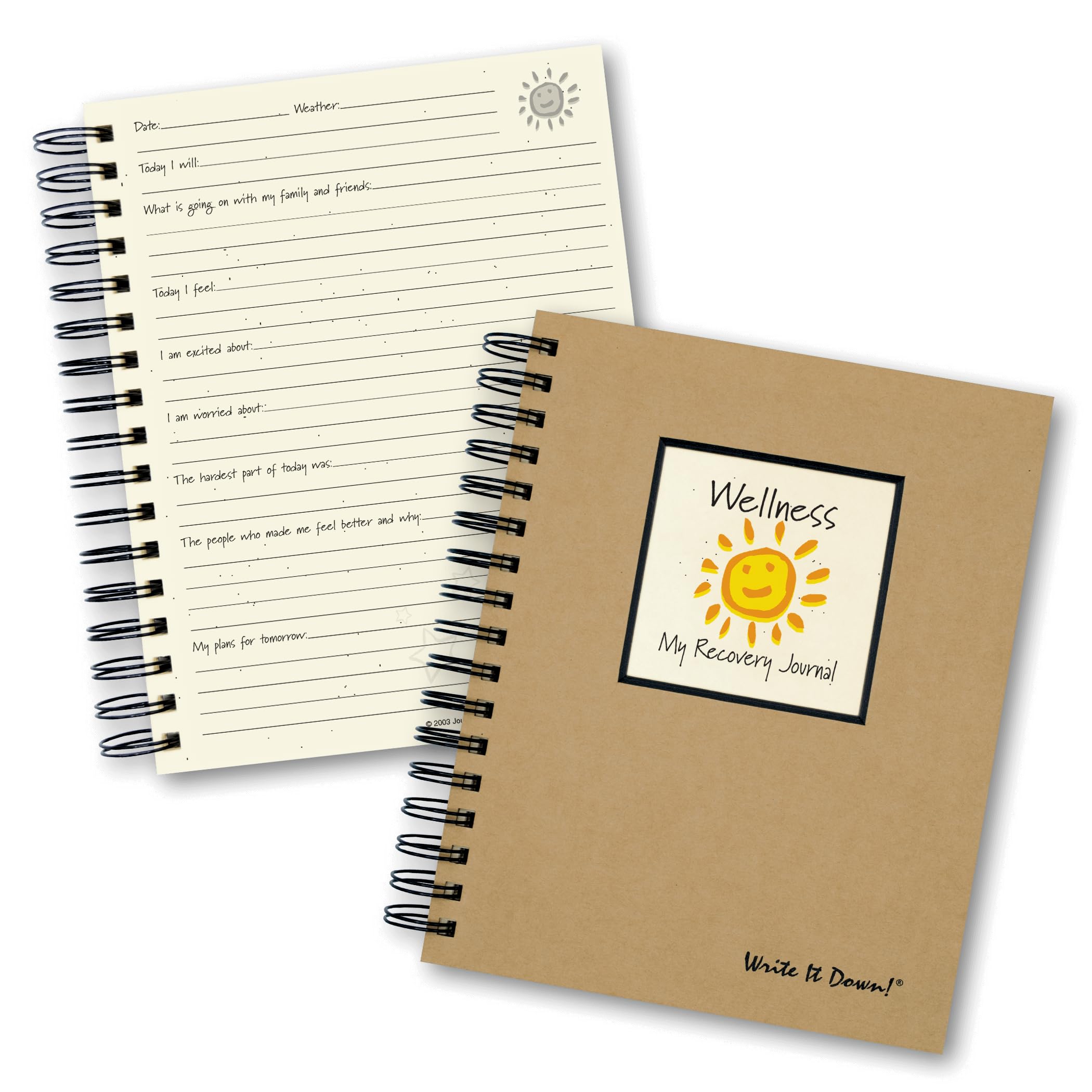 Write It Down Series By Journals Unlimited, Guided Journal, Wellness, My Recovery Journal, Full-Size 7.5'X 9', Kraft Hard Cove